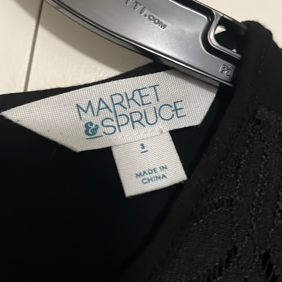 Market & Spruce Women's Black Lace Short Sleeve Top - Size Small - Picture 6 of 7